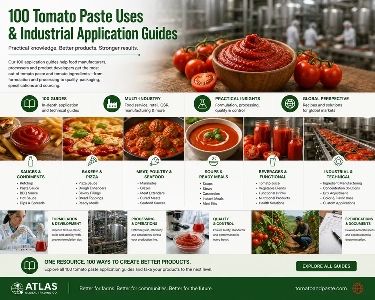 Industrial uses and applications for tomato paste and ingredients